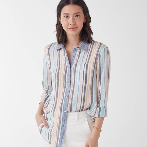 Splendid / Gray Malin striped Linen button down shirt - Picture 8 of 15